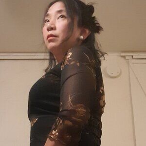 Black floral blouse